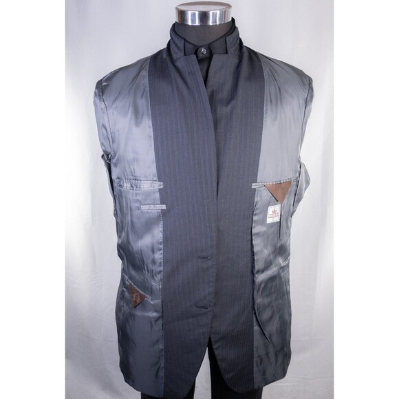 Peter Millar Suit Jacket Blazer Coat Gray Striped Sz 42L Two Button Wool Canada - Picture 9 of 14